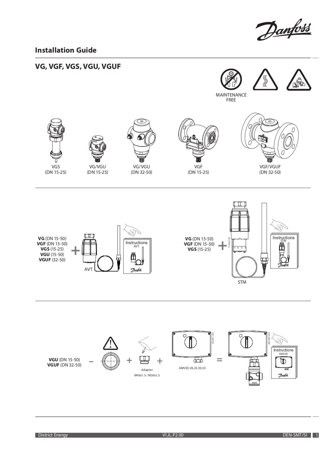 Danfoss VG, VGF, VGS, VGU, VGUF Operating guide