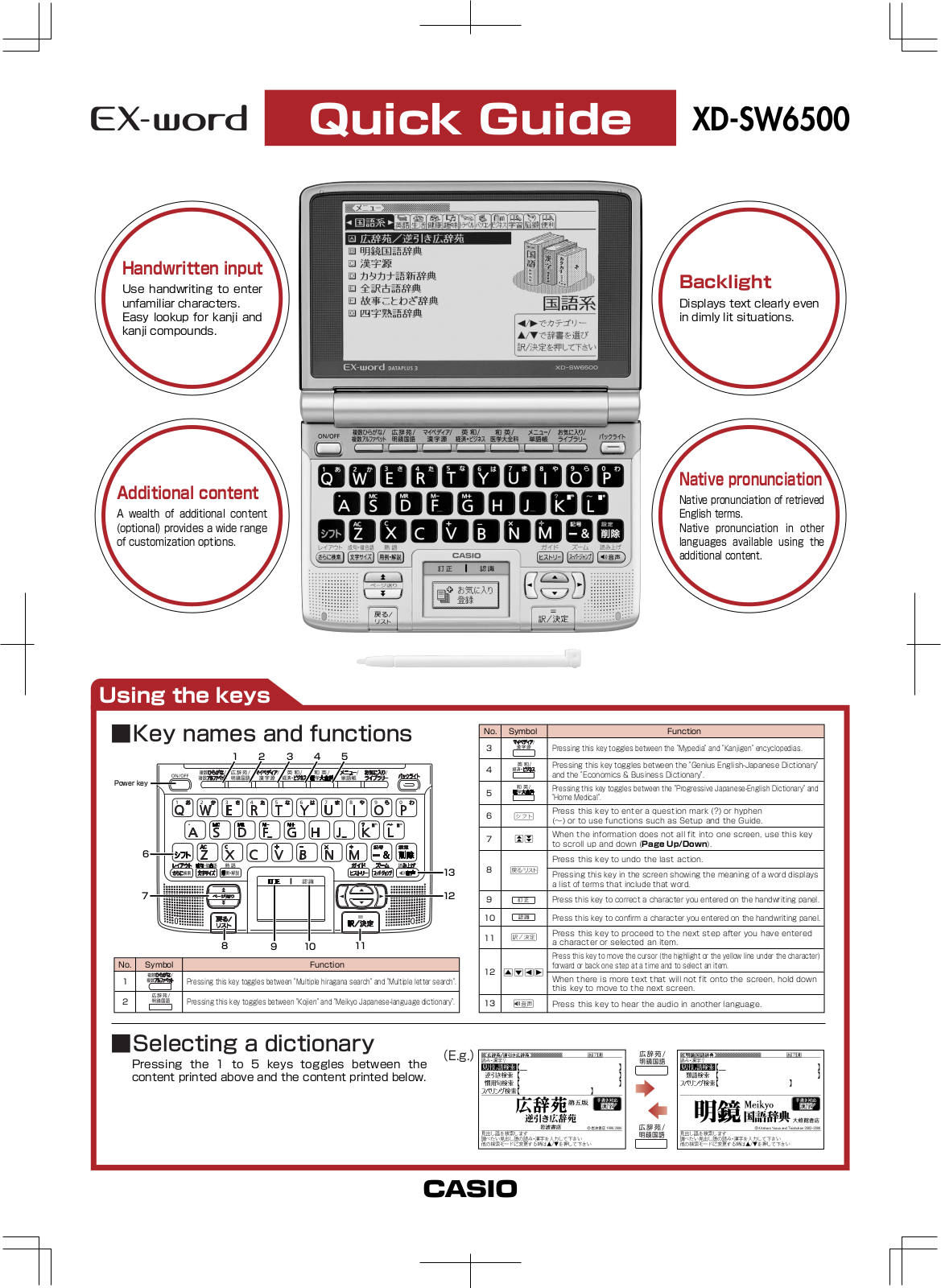 Casio EX-Word XD-SW6500 Quick Setup Manual