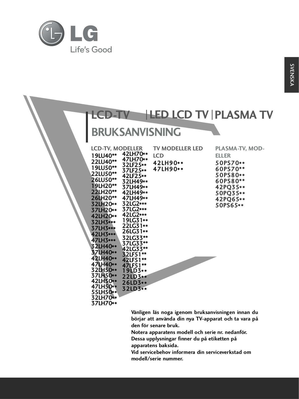 Lg 37LH4010, 42LH4010, 47LH5010, 42LF2510, 32LH4020 User Manual