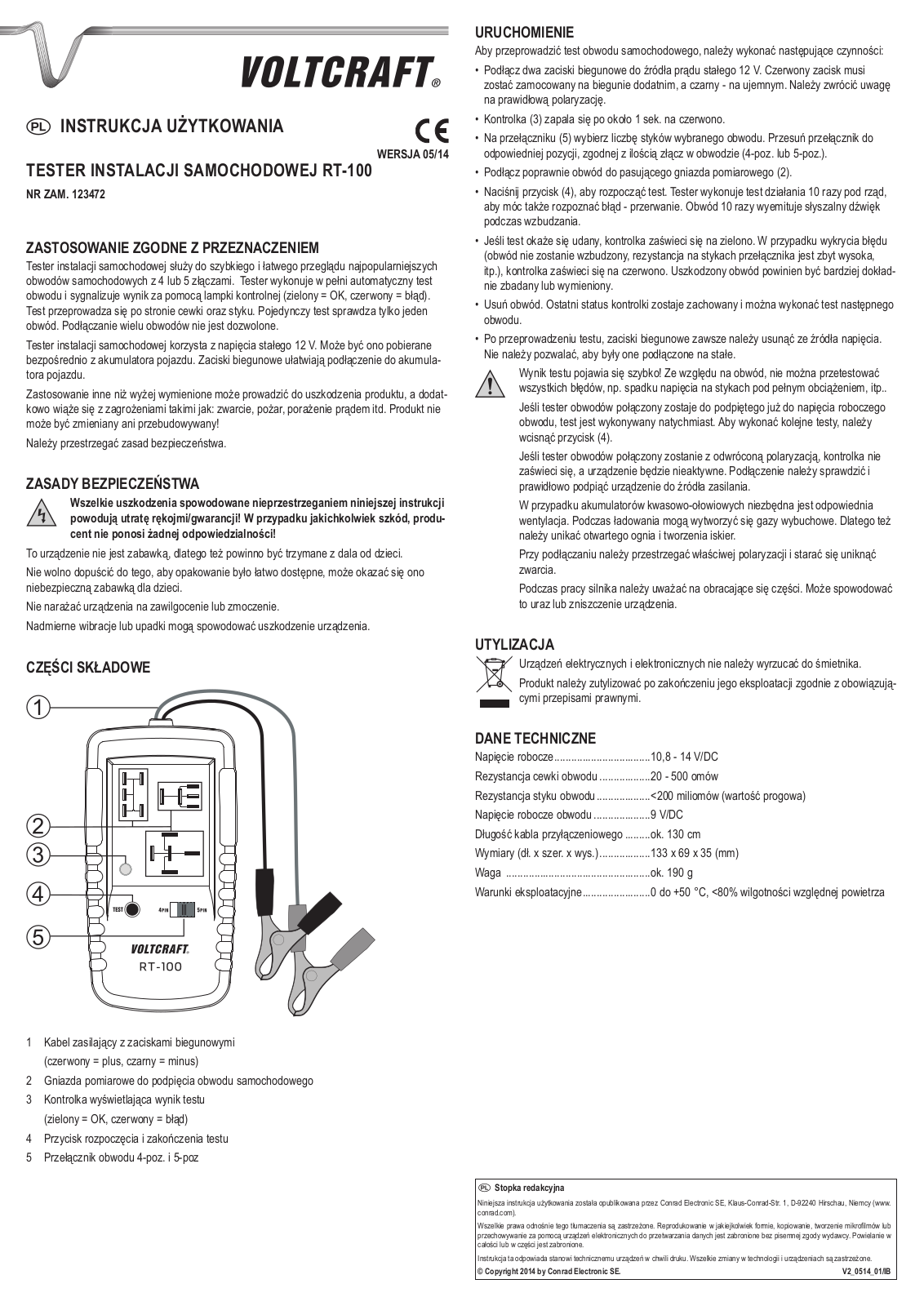 VOLTCRAFT RT-100 User guide