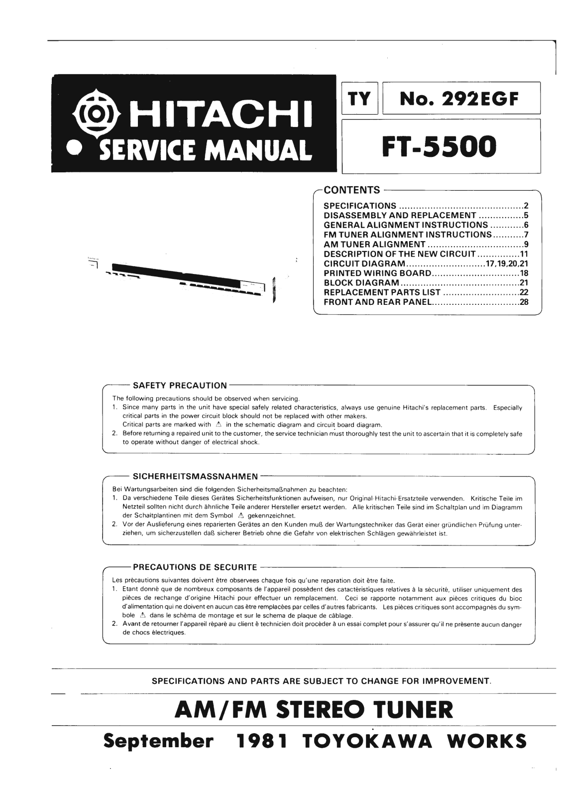 Hitachi FT-5500 Service Manual