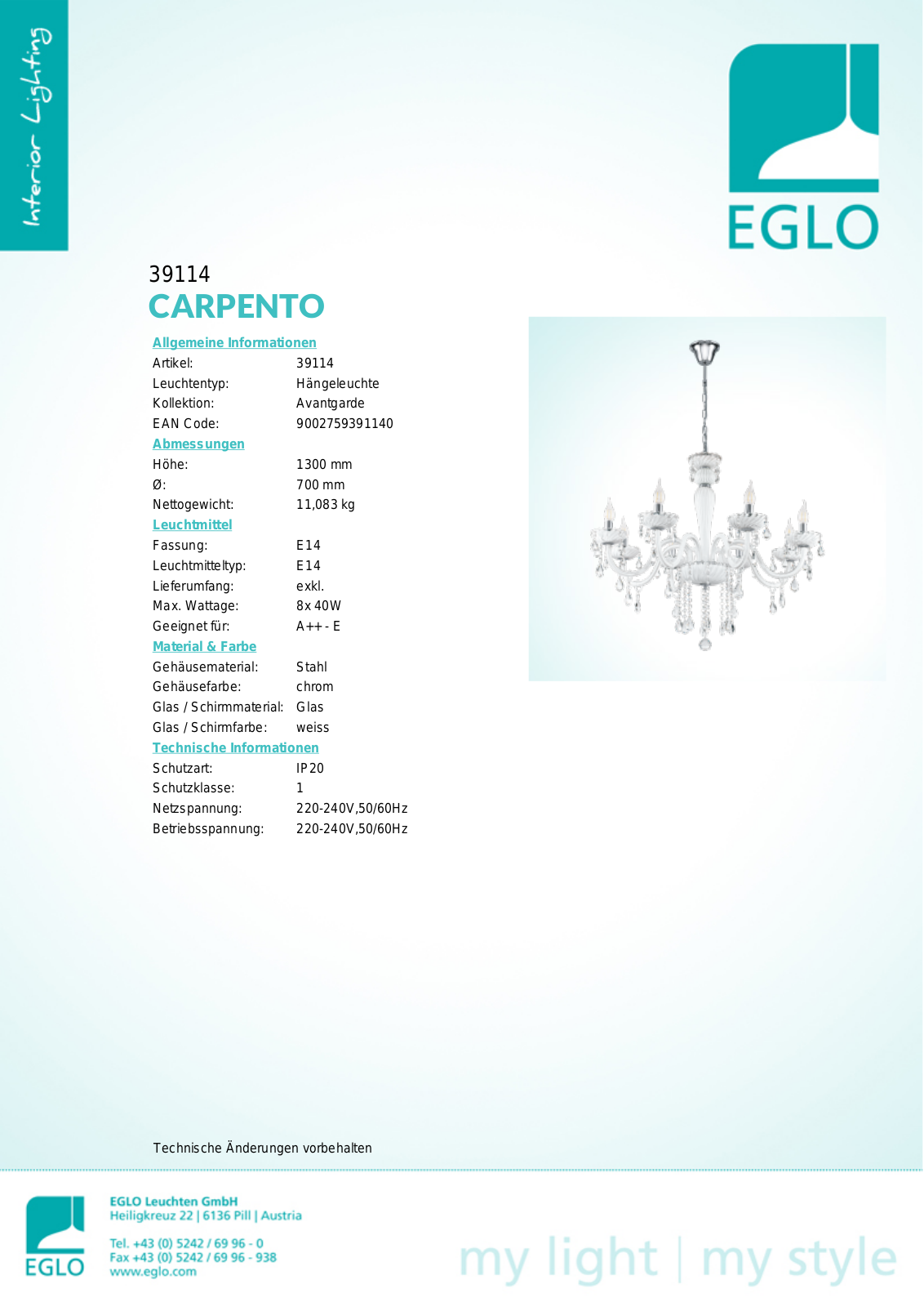 Eglo 39114 Service Manual