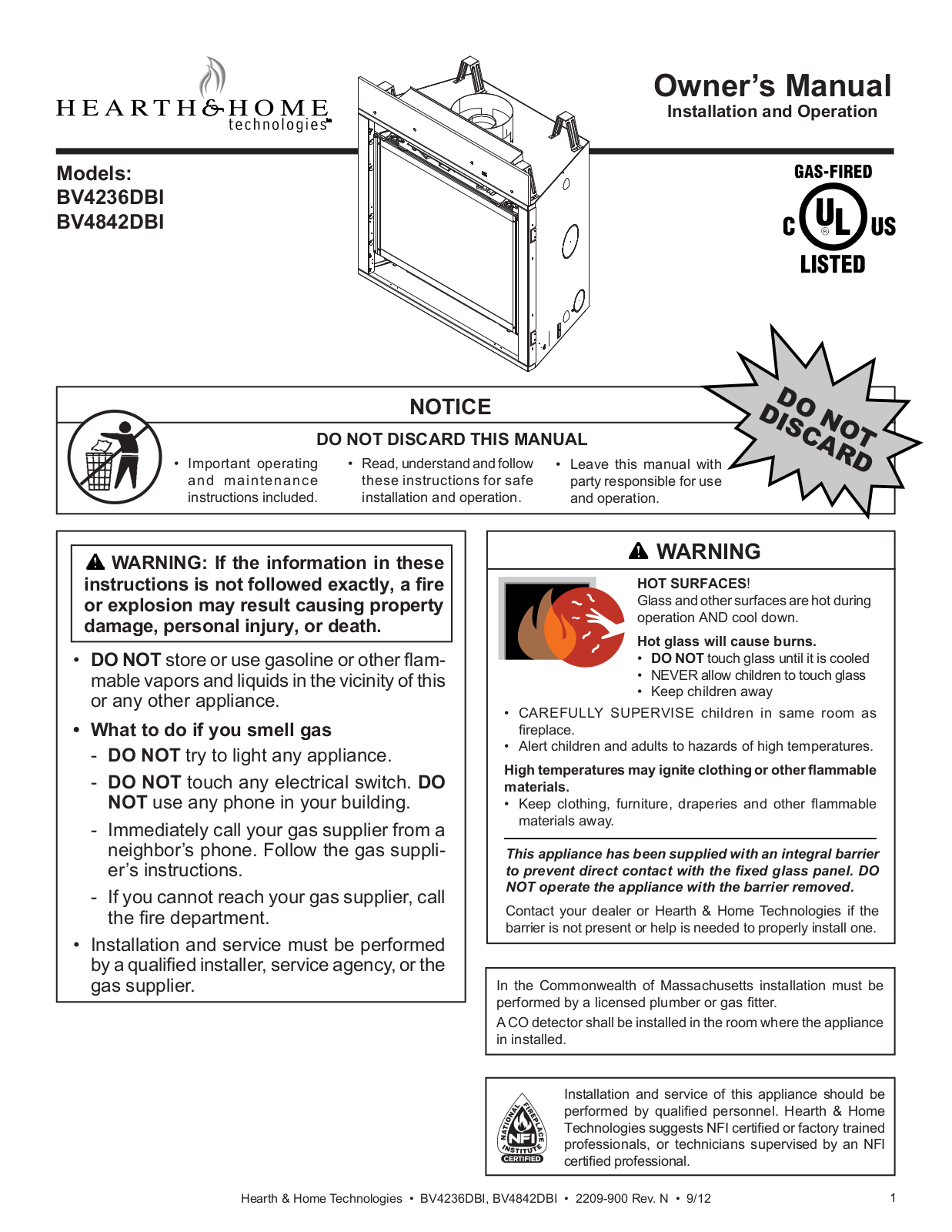 Hearth and Home Technologies BV4236DBI User Manual