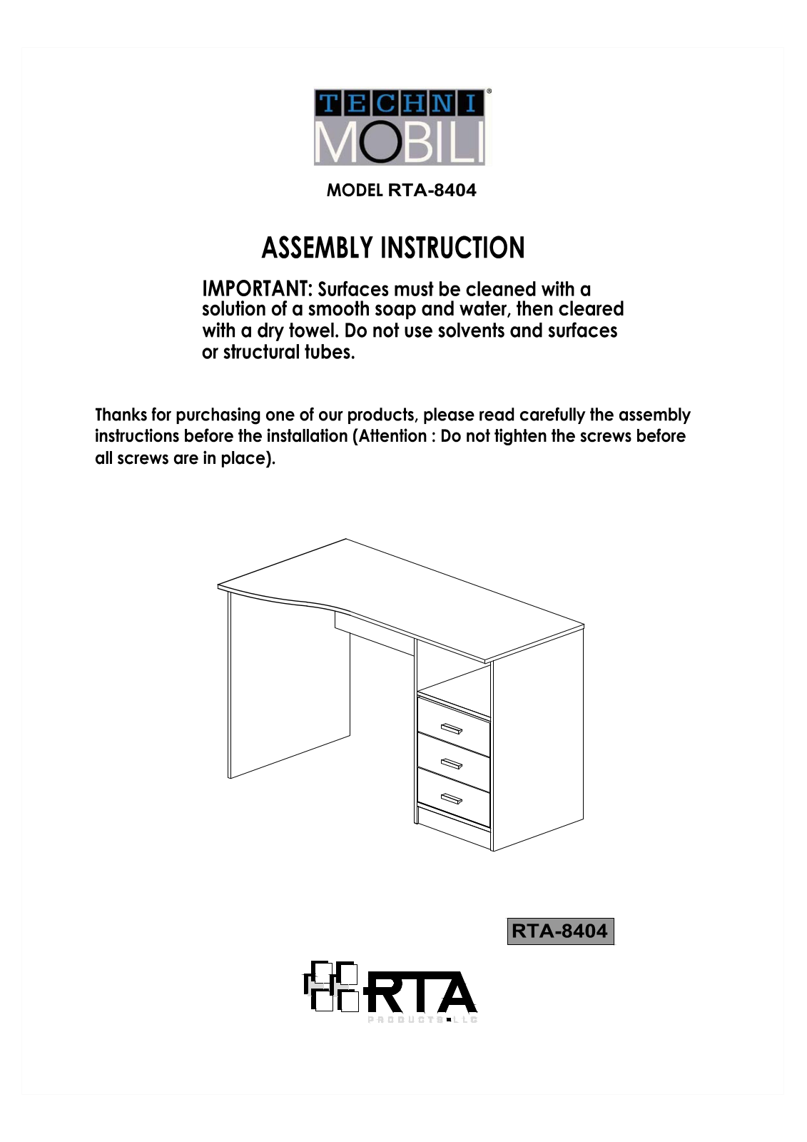 RTA Products RTA-8404 User Manual