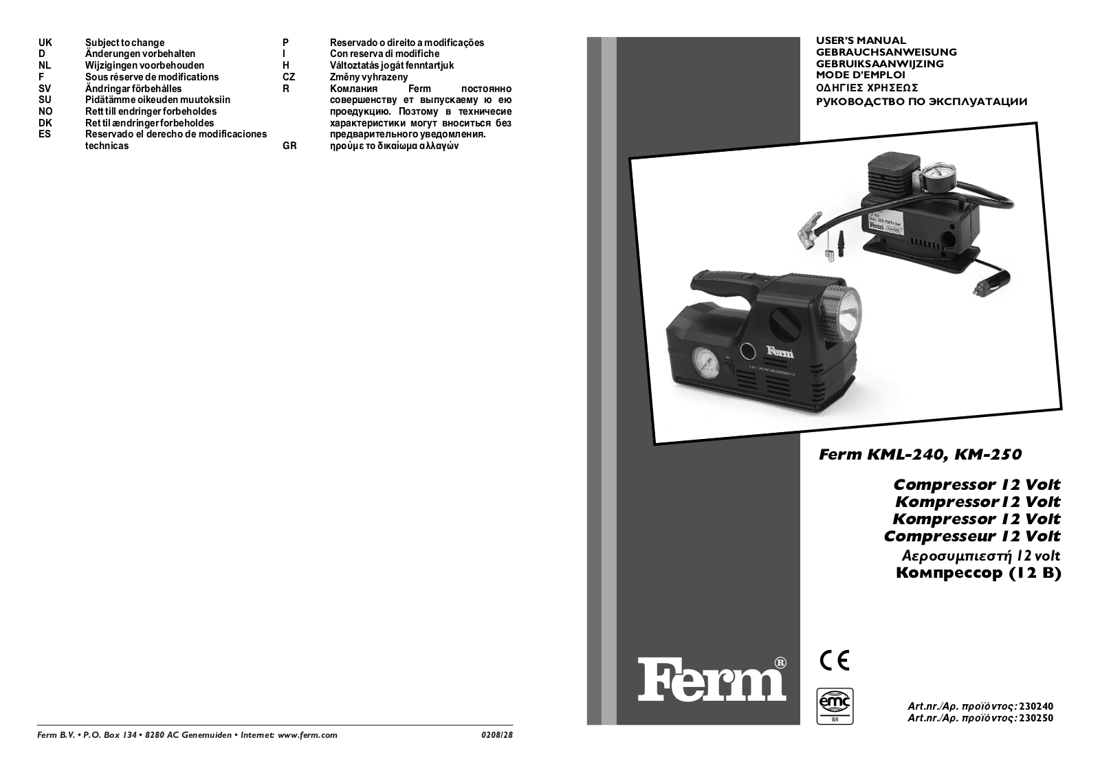 FERM MCM1002, MCM1001 User Manual