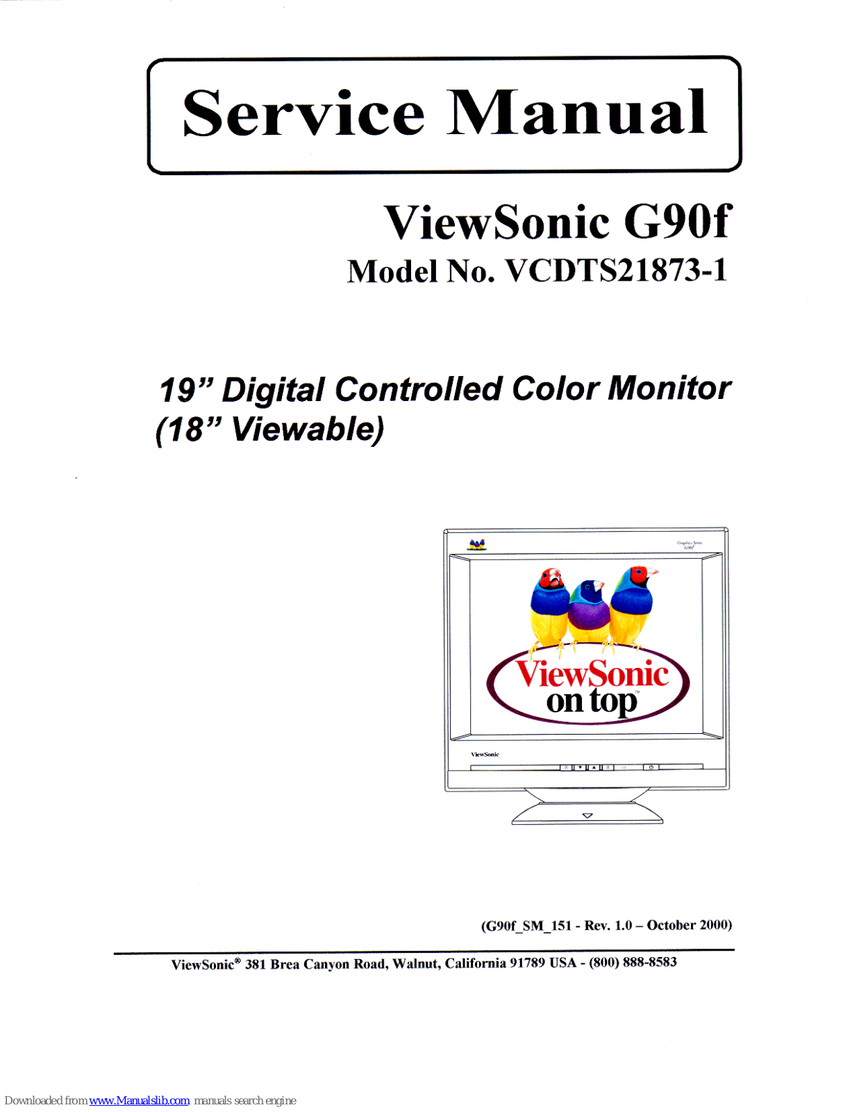 ViewSonic G90f, VCDTS21873-1 Service Manual