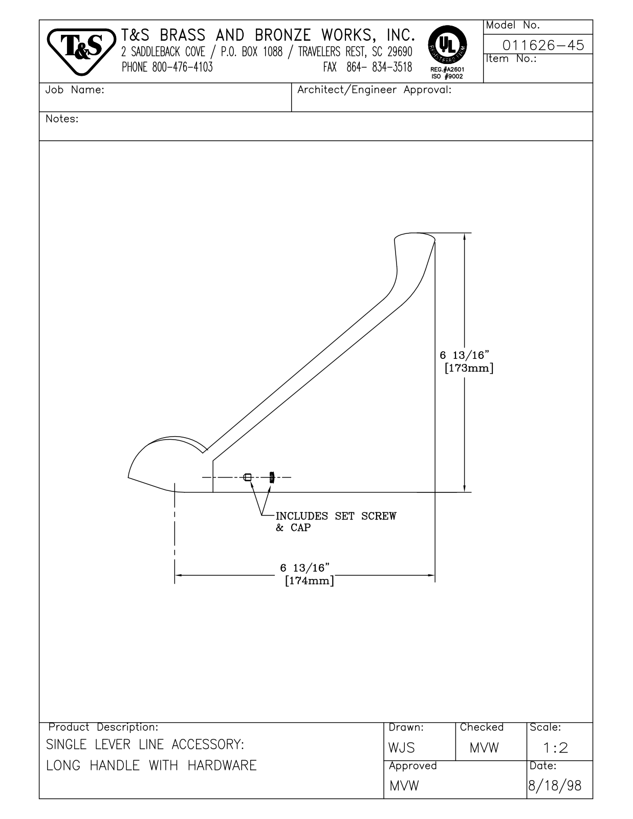 T&S Brass 011626-45 User Manual