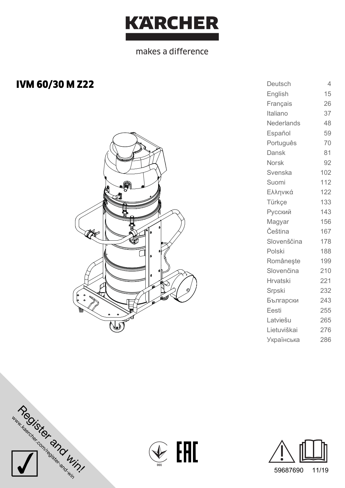 Karcher IVM 60/30 M Z22 User manual