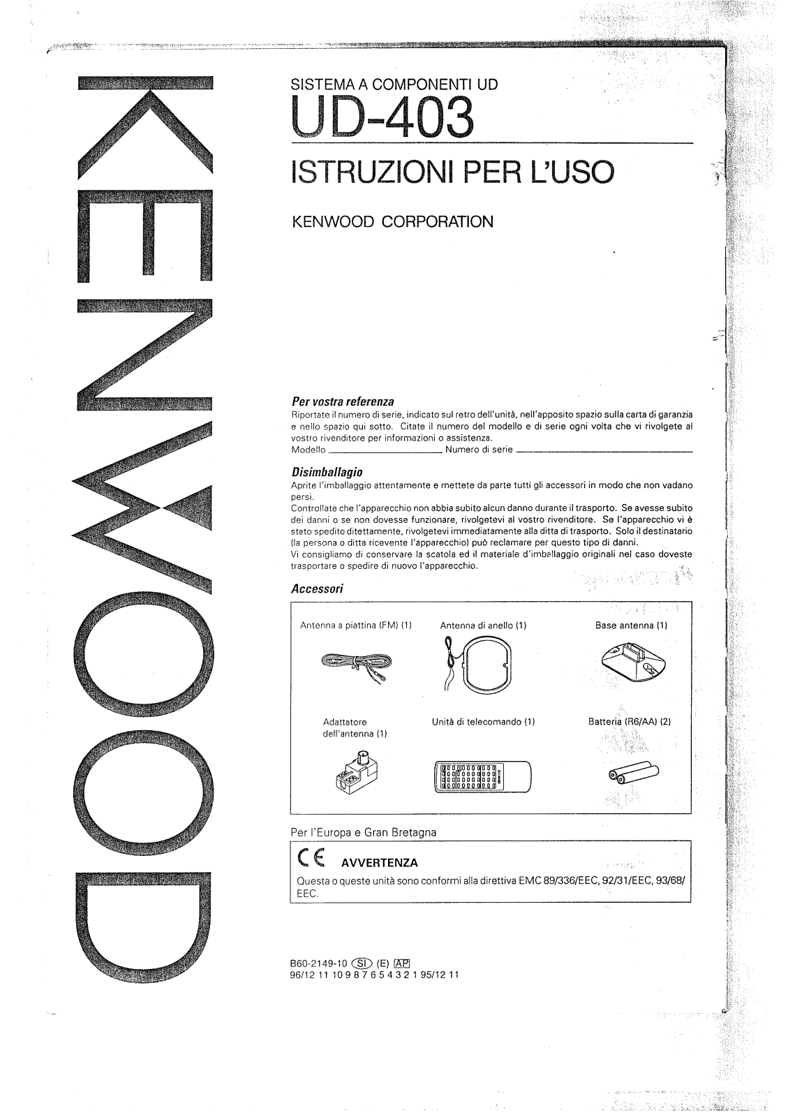 Kenwood UD-403 User Manual