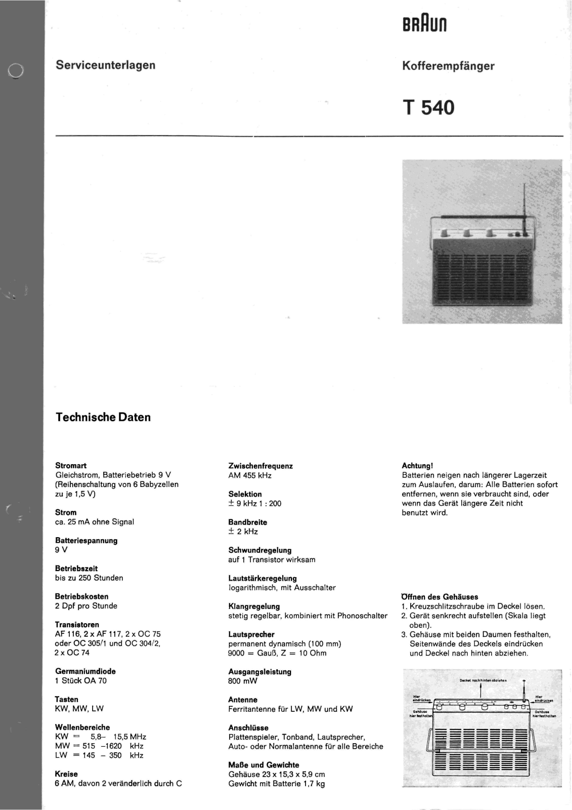 Braun T-540 Service Manual