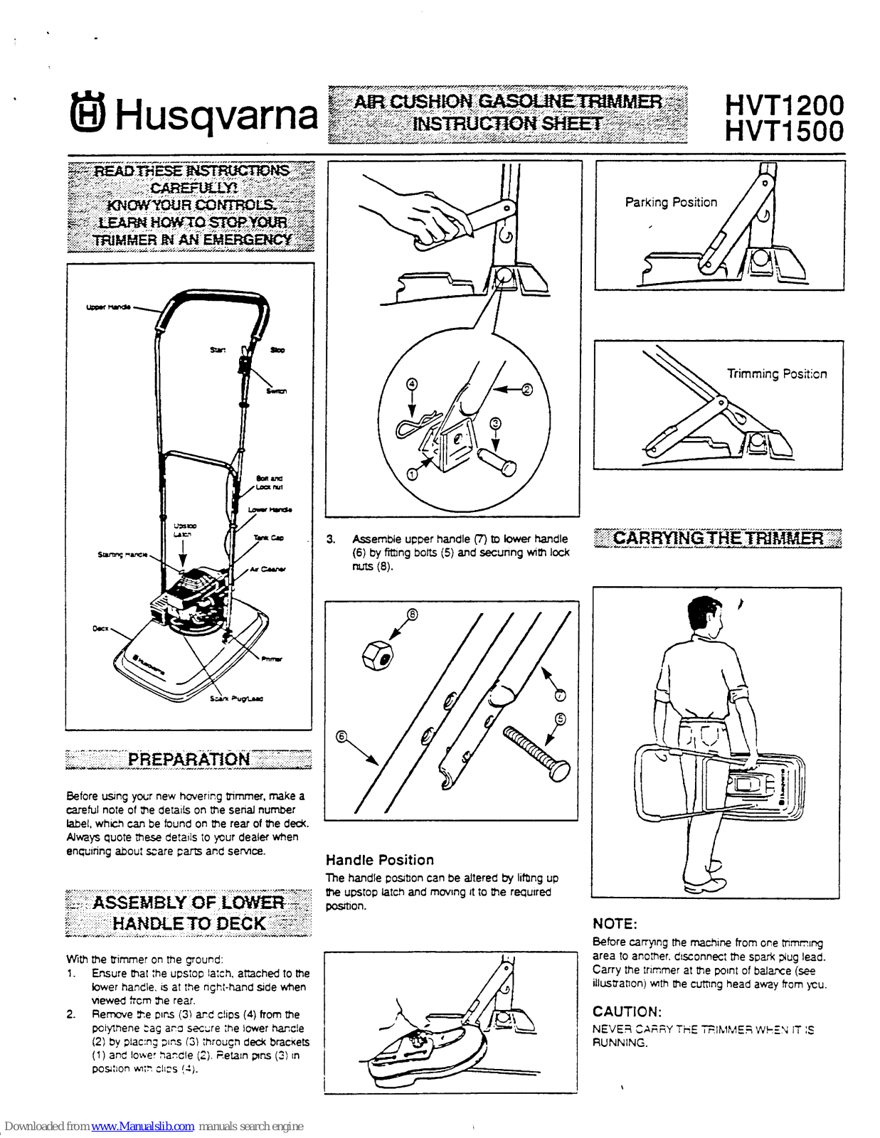 Husqvarna HVT1200, HVT1500 Instruction Sheet - ManualMachine.com