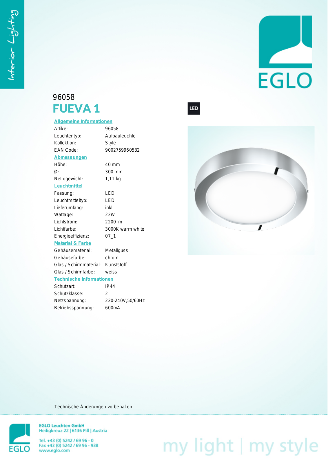 Eglo 96058 Service Manual