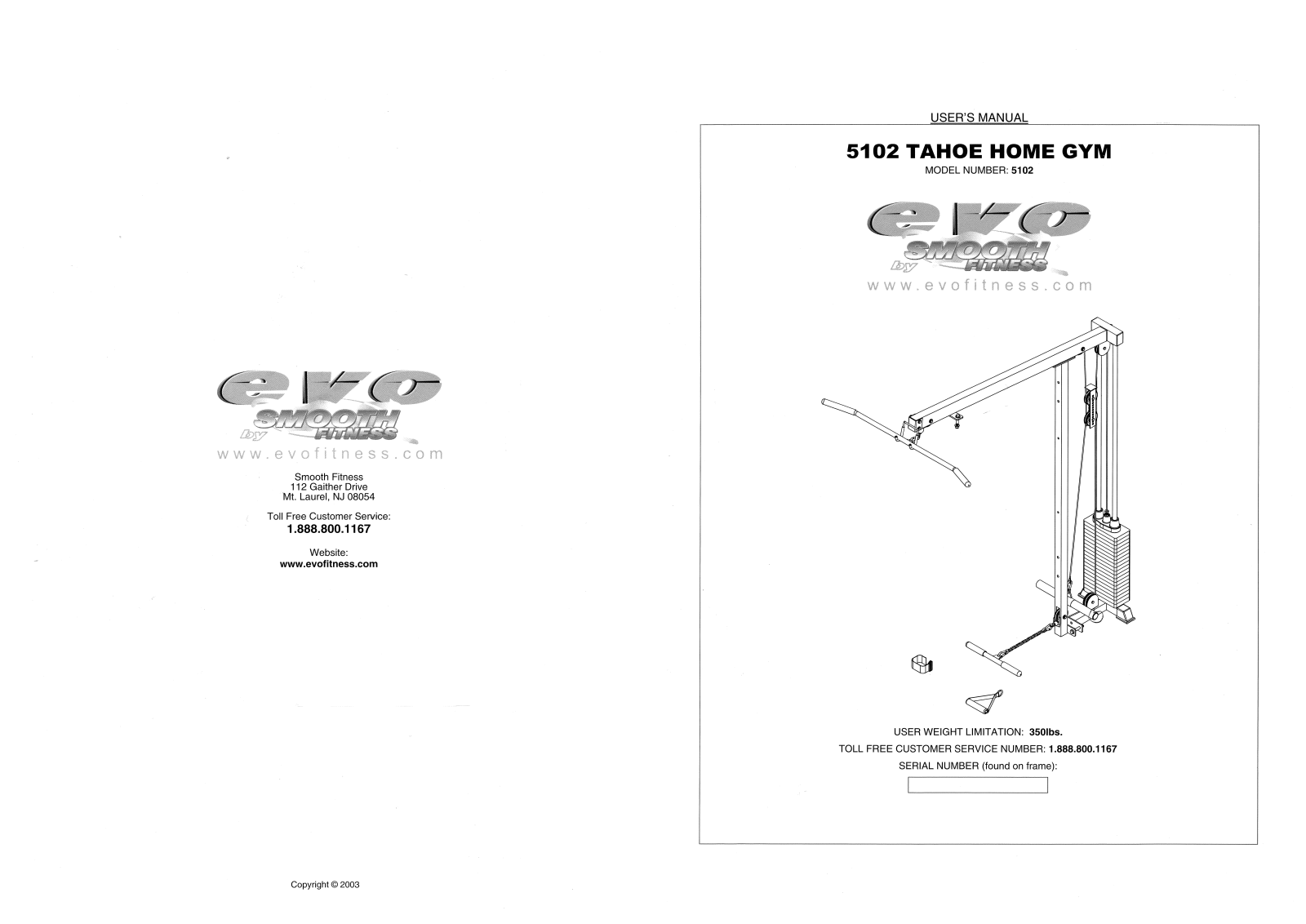 Evo Fitness TAHOE 5102 User Manual