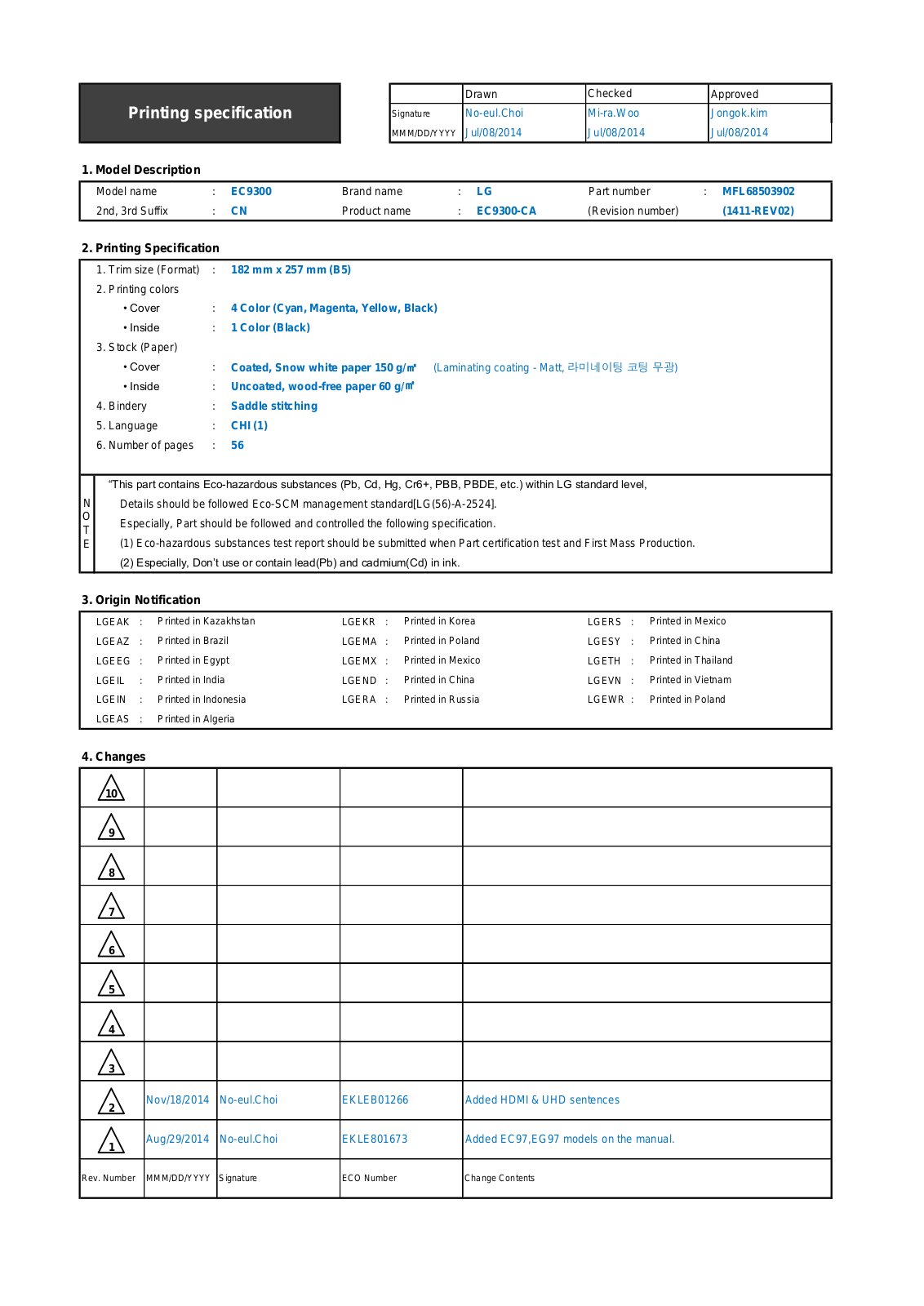 LG 65EC9700-CA Users guide