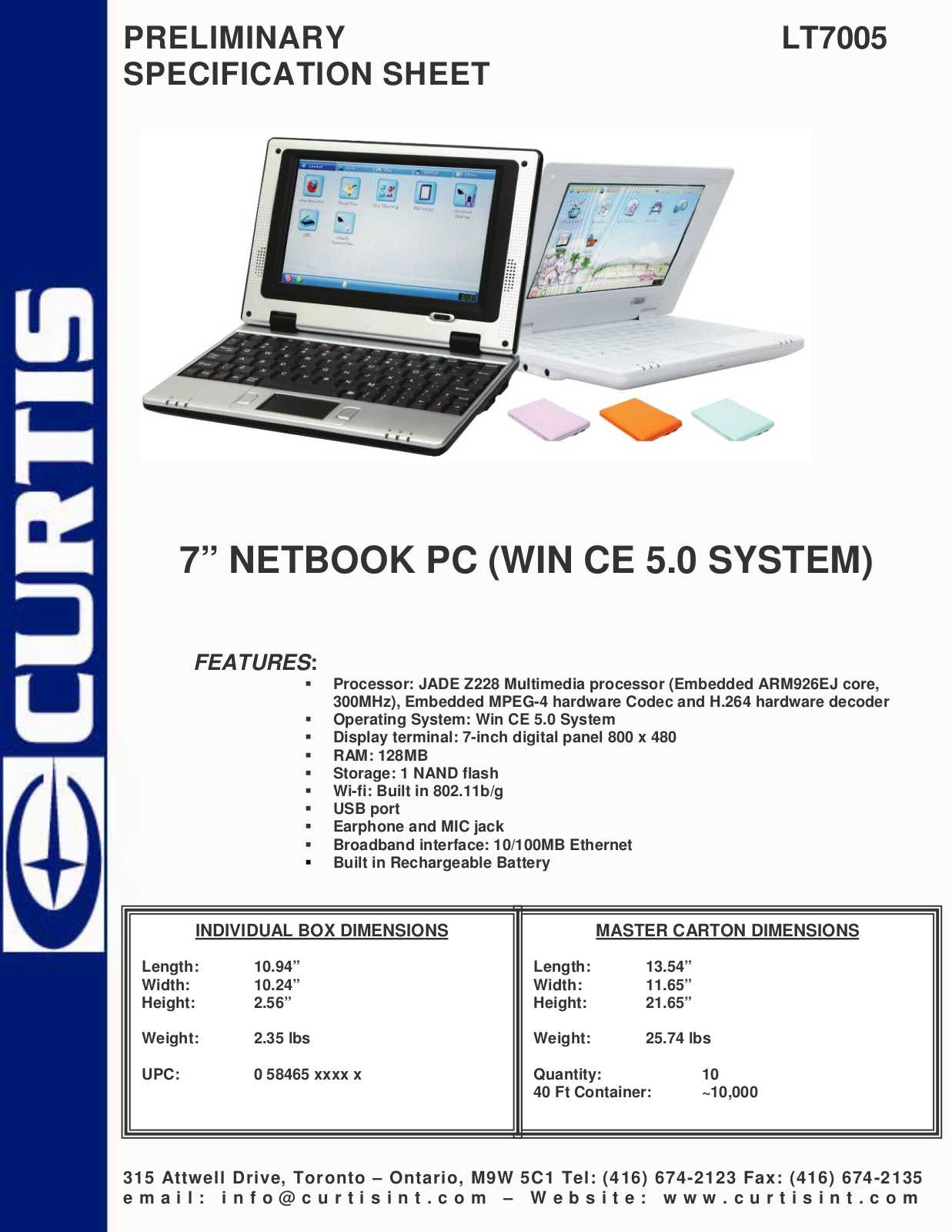 Curtis LT7005 User Manual