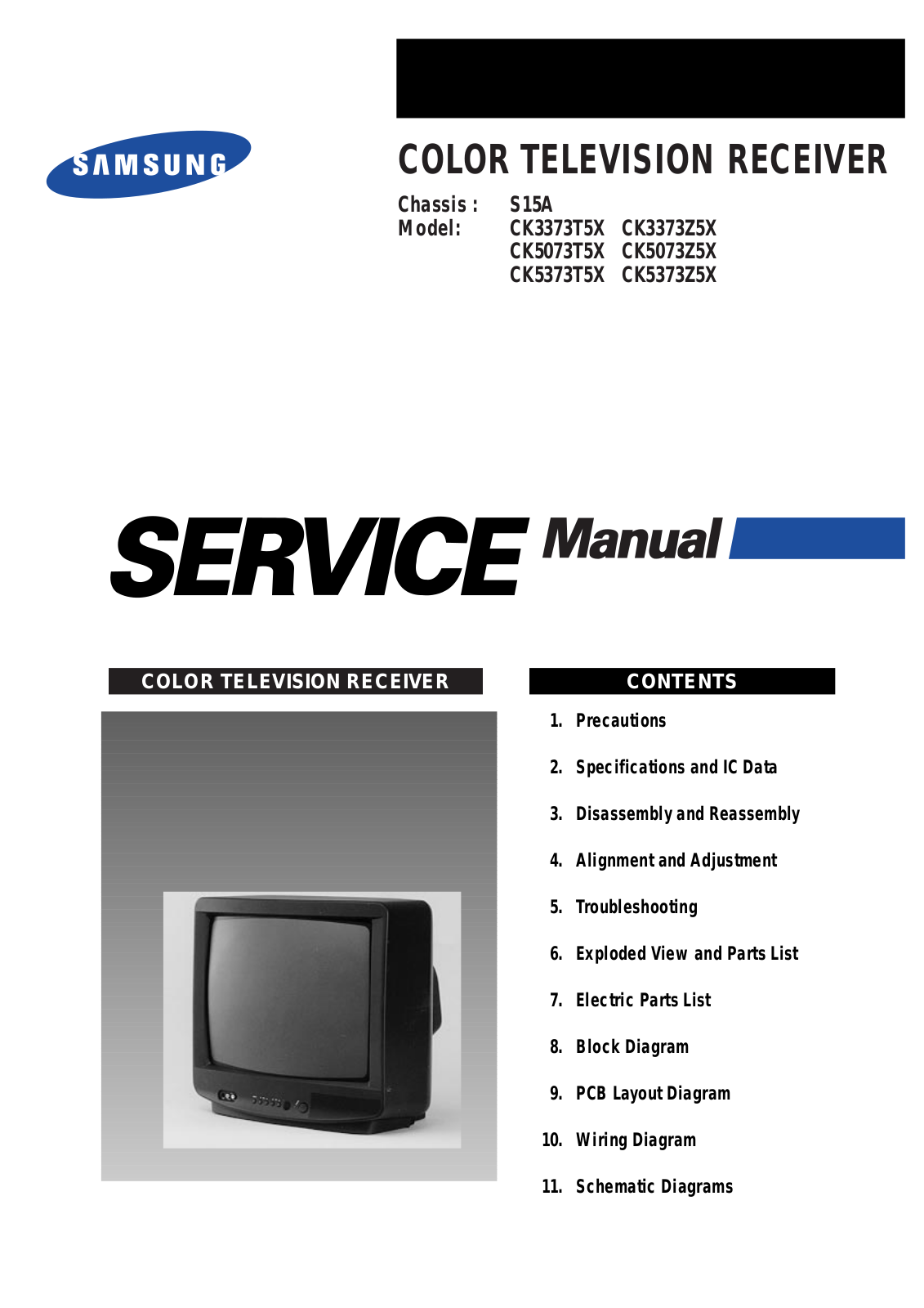 Samsung CK5373Z5X, CK5373T5X, CK5073Z5X, CK5073T5X, CK3373Z5X Service Manual