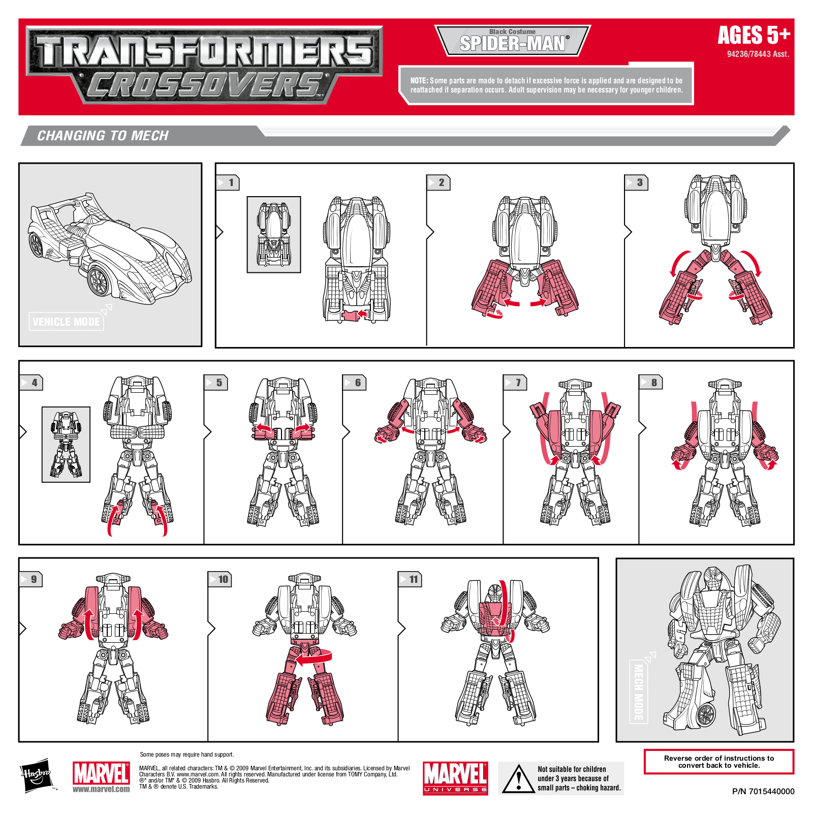 HASBRO Transformers marvel Spider Man Black Costume User Manual