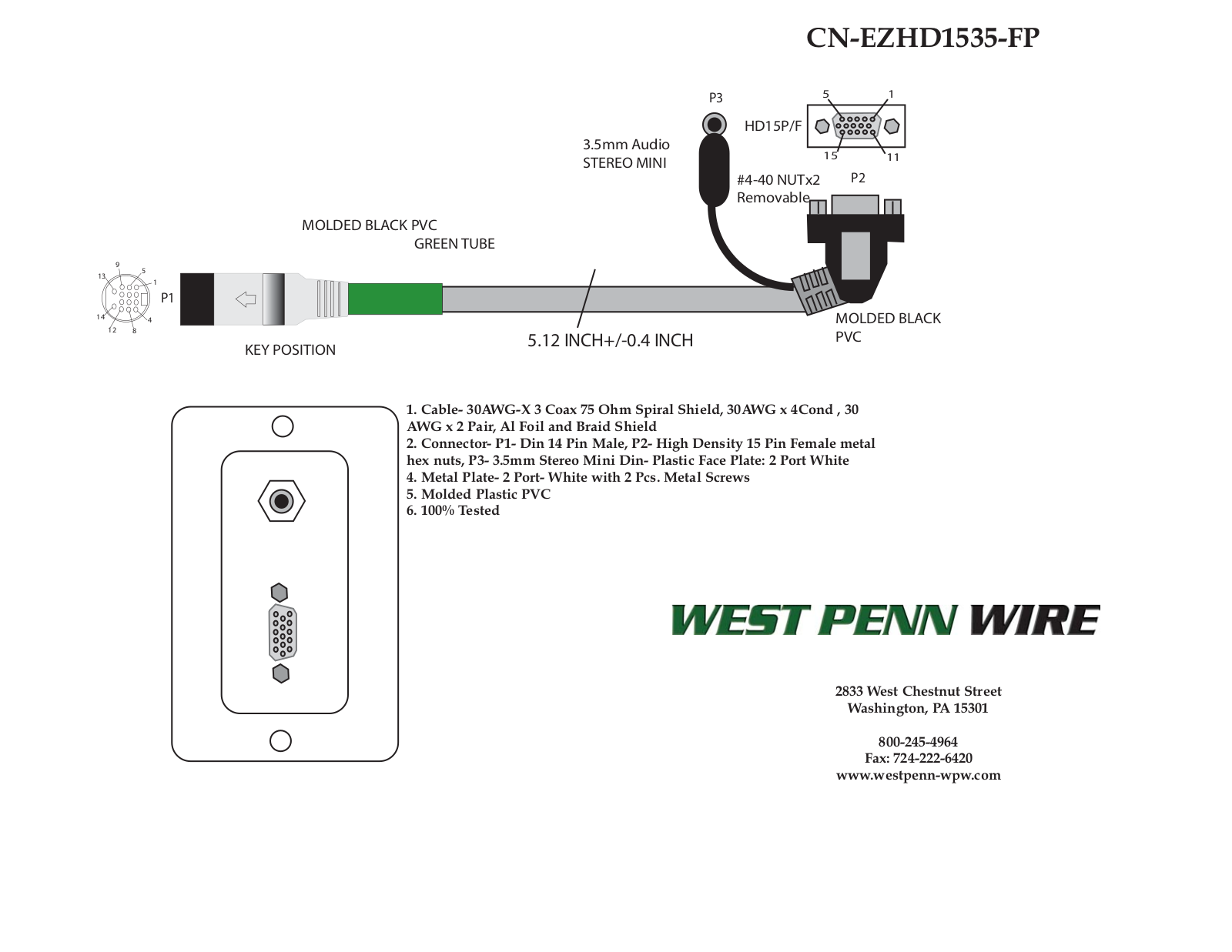 West Penn CN-EZHD1535-FP Specsheet