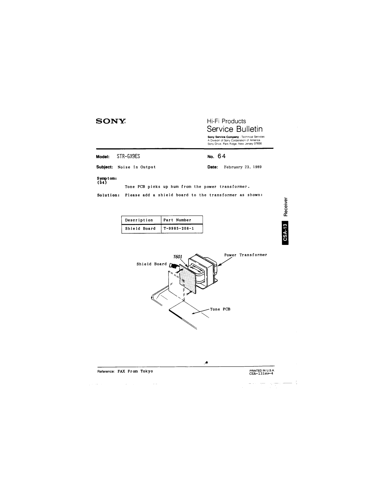 Sony STR-GX9ES Service Manual