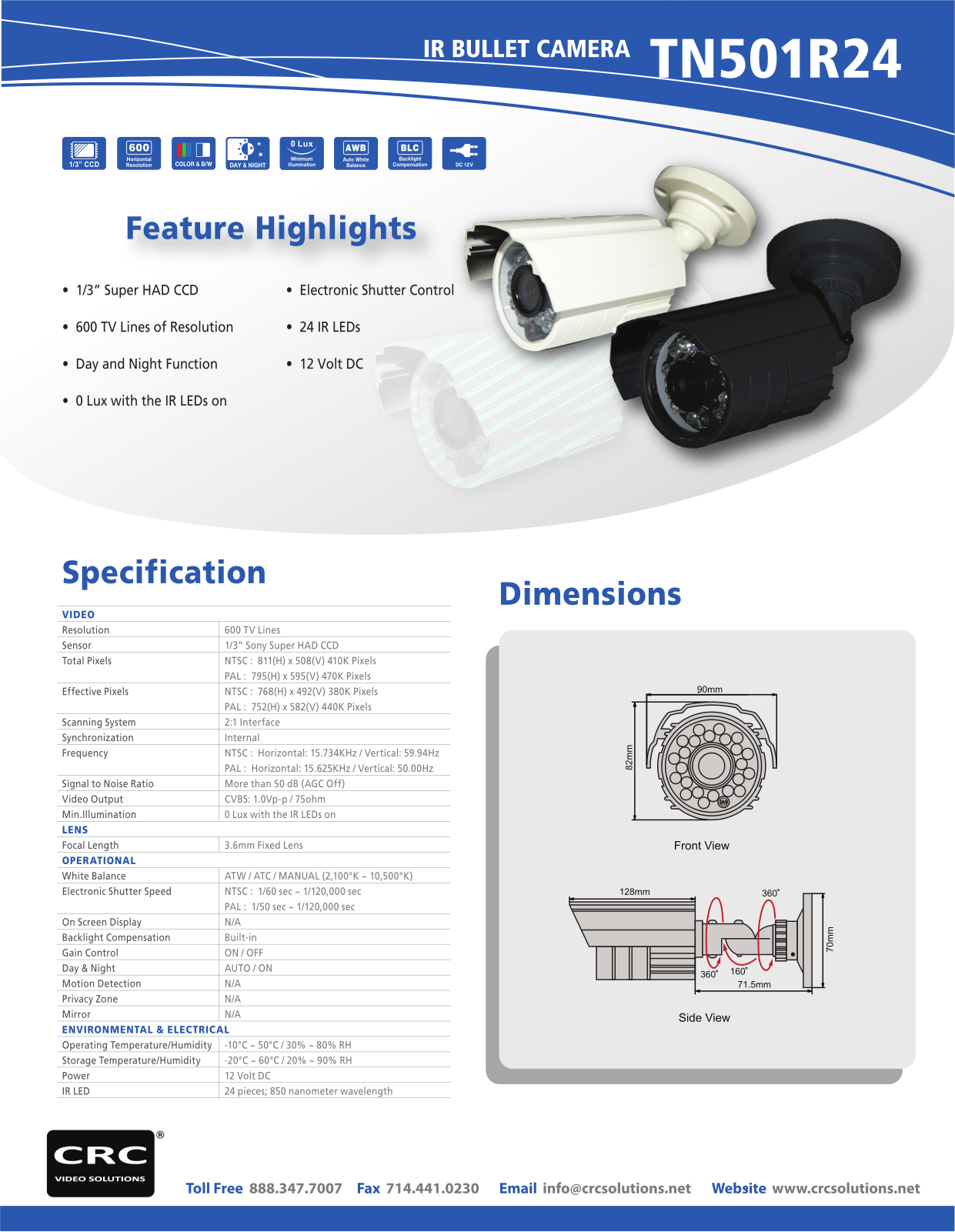 Cantek TN501R24-IVORY Specsheet