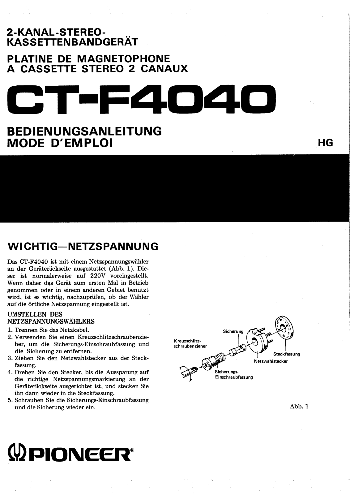 Pioneer CTF-4040 Owners manual