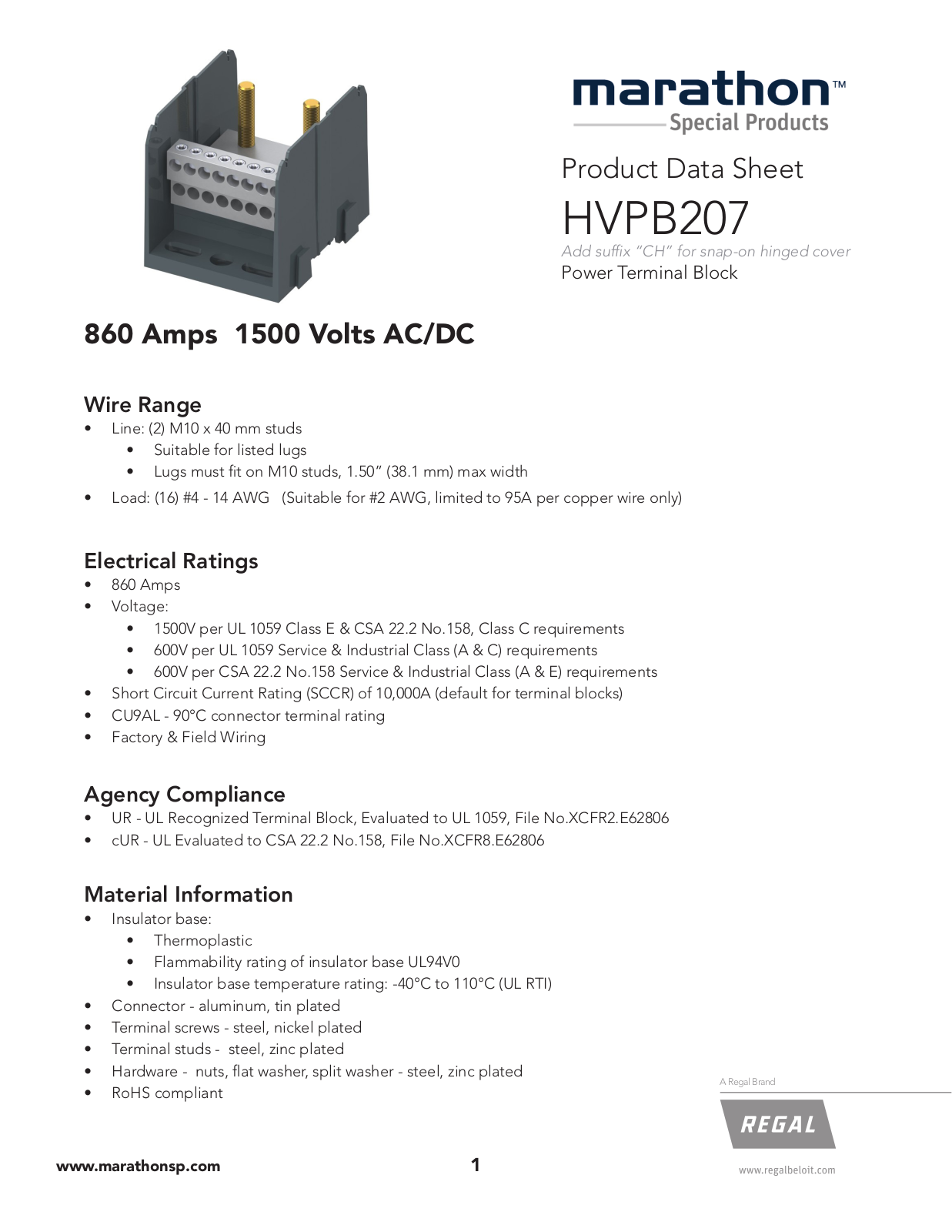 Marathon Special Products HVPB207 Data Sheet