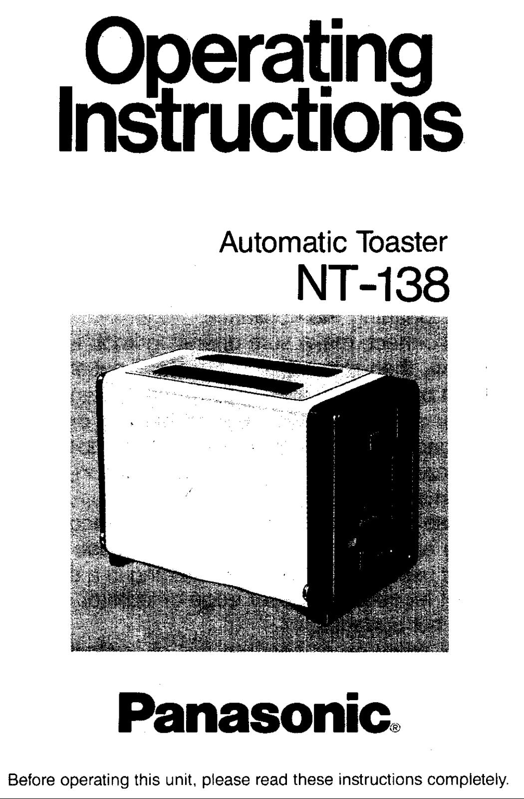 Panasonic nt-138 Operation Manual