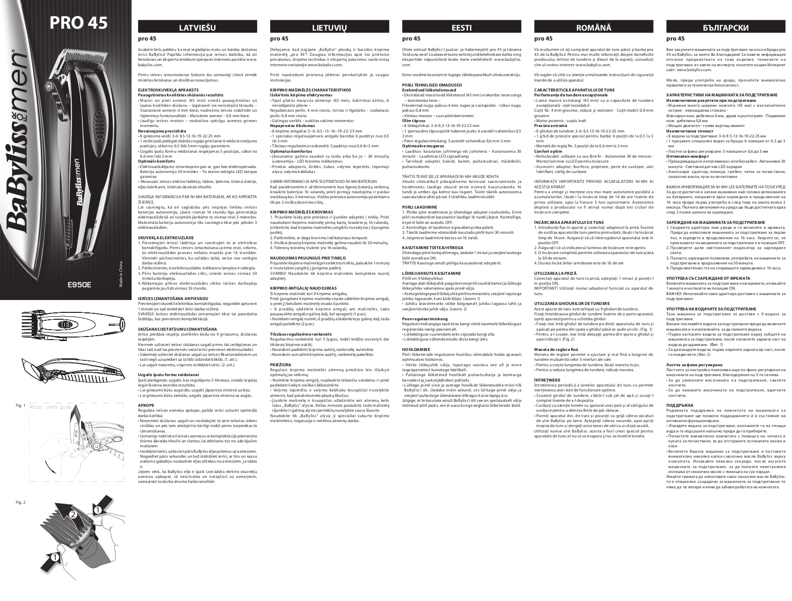 BABYLISS E955E, E950E User Manual