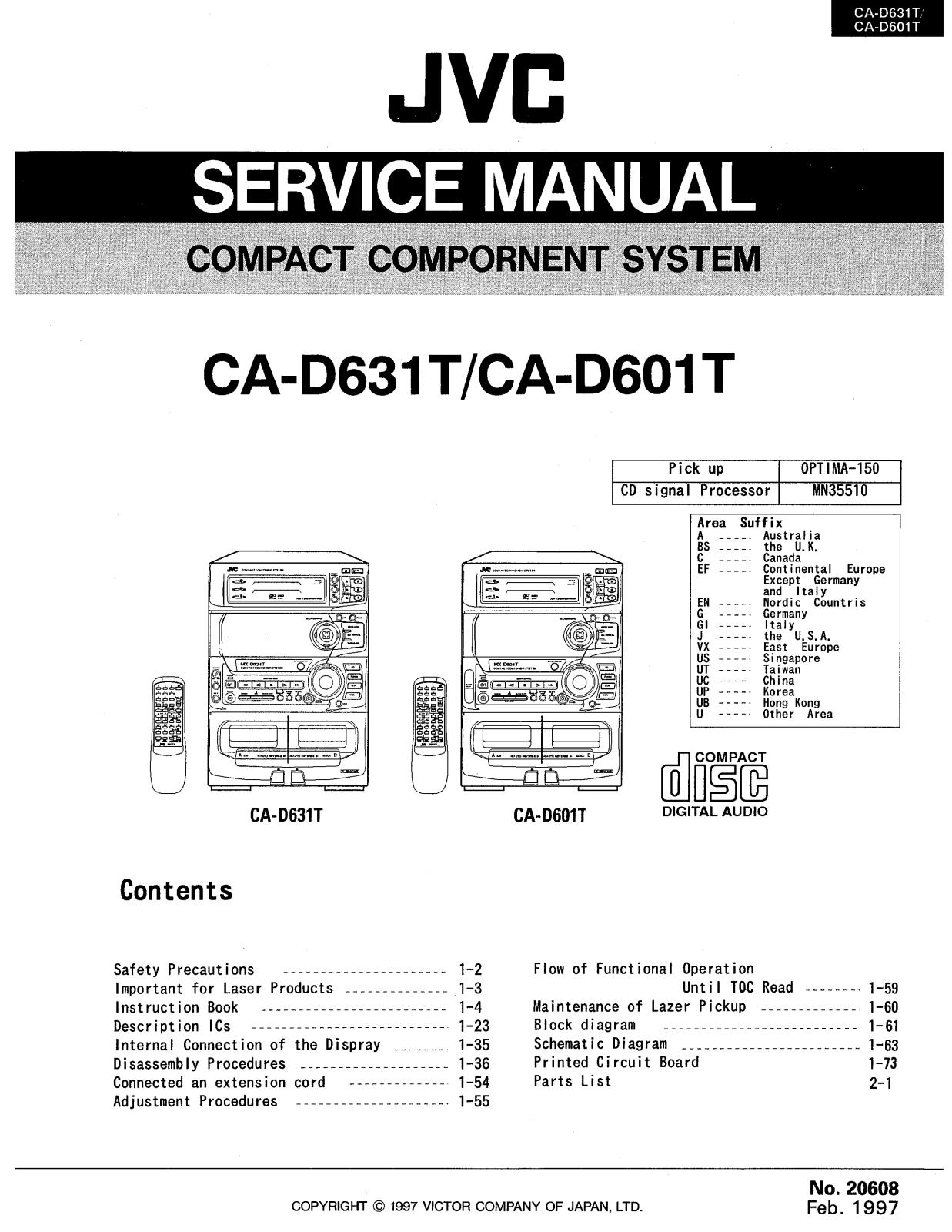 Jvc CA-D631-T, CA-D601-T Service Manual