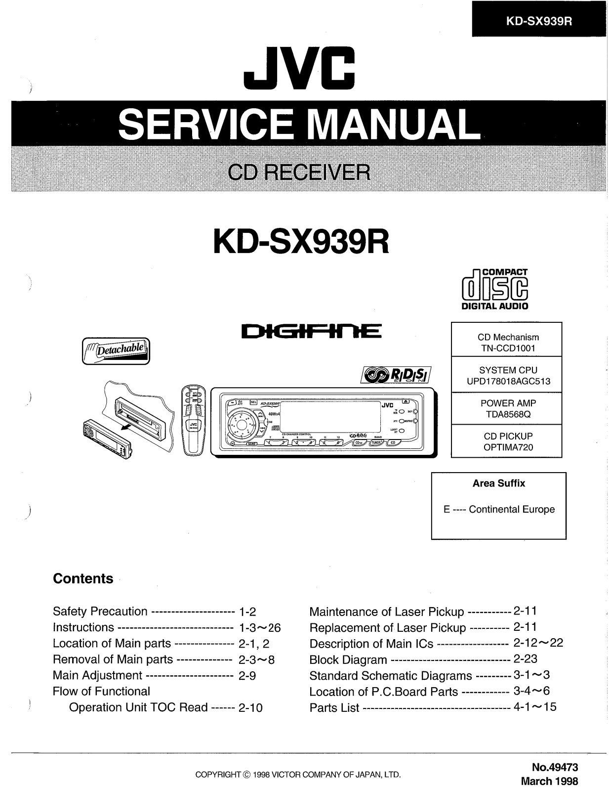 JVC KD-SX939RE Service Manual