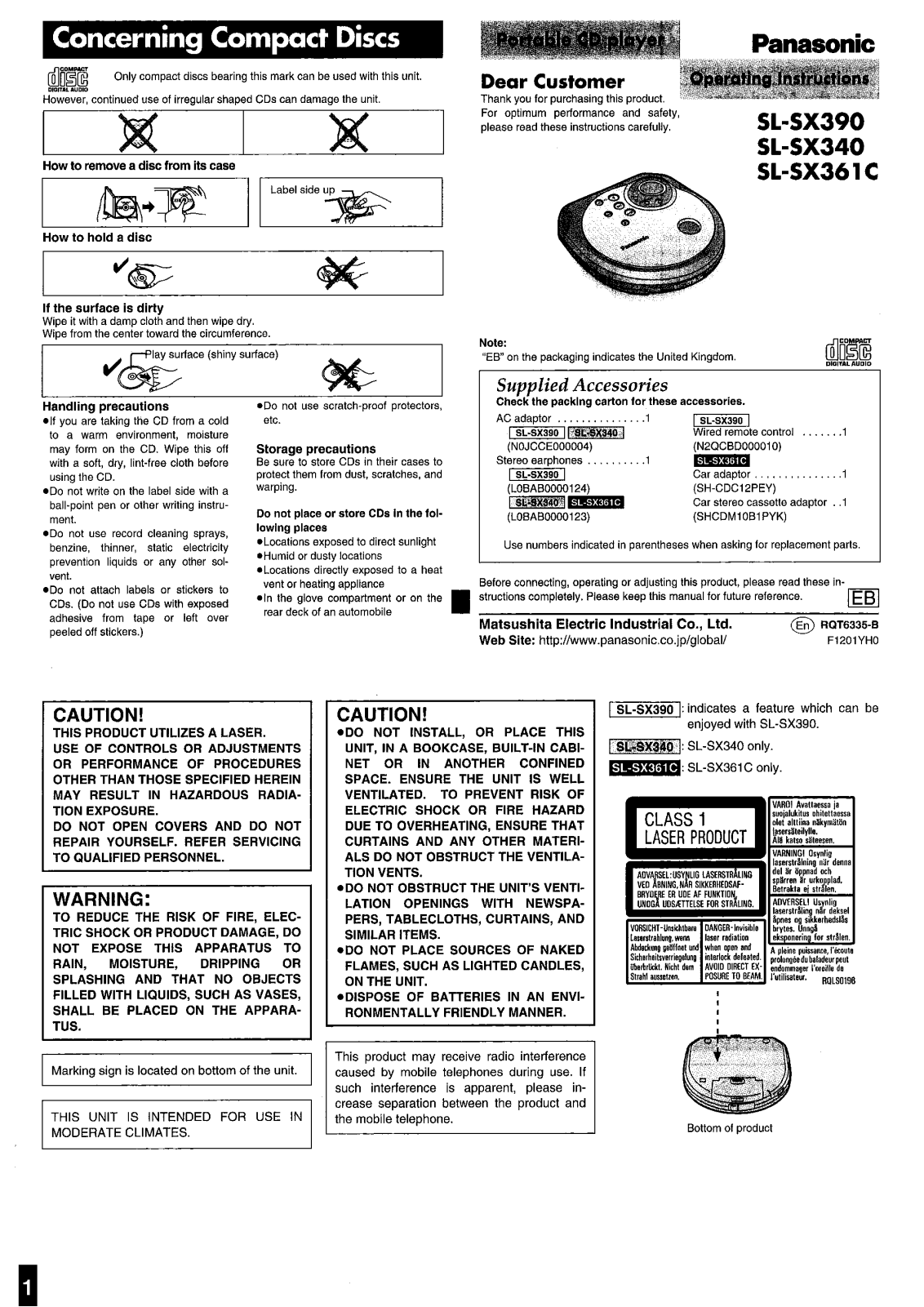 Panasonic SL-SX361 User Manual