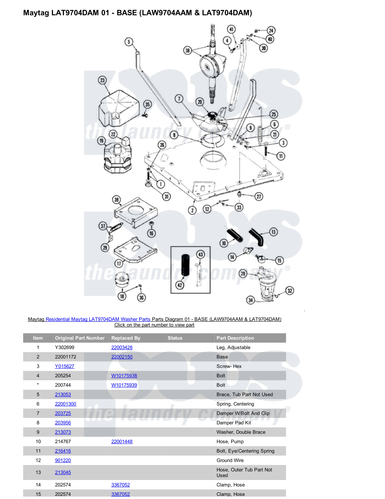 Maytag LAT9704DAM Parts Diagram