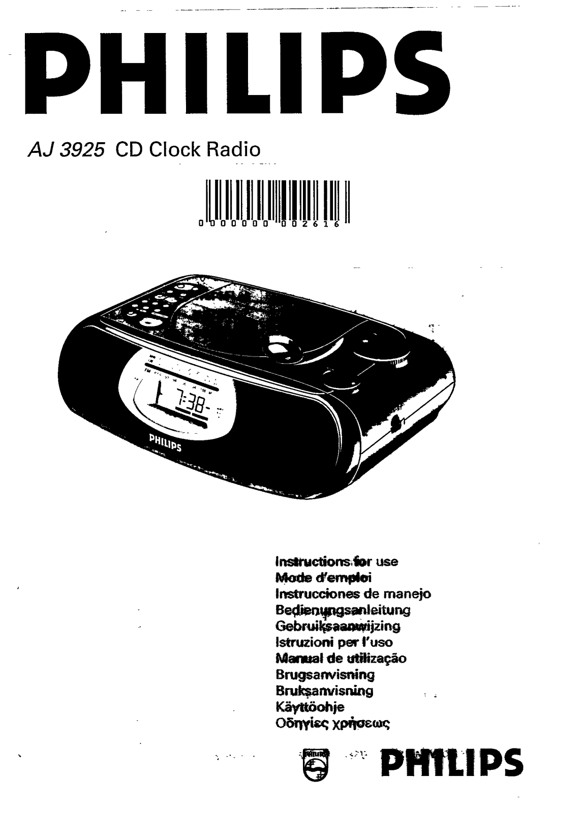 Philips AJ3925/17, AJ3925/01, AJ3925/00 User Manual