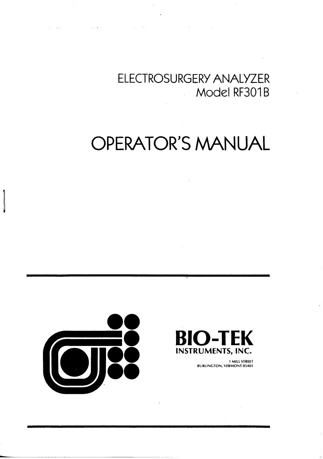 Bio-Tek RF-301B User manual