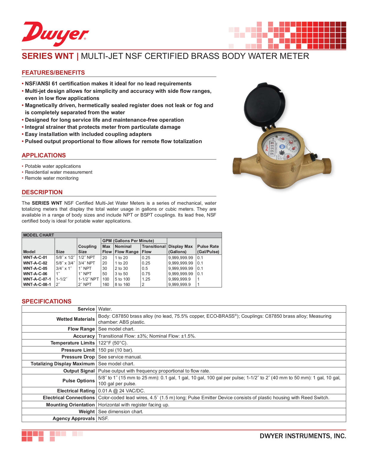 Dwyer Instruments SERIES WNT Data Sheet