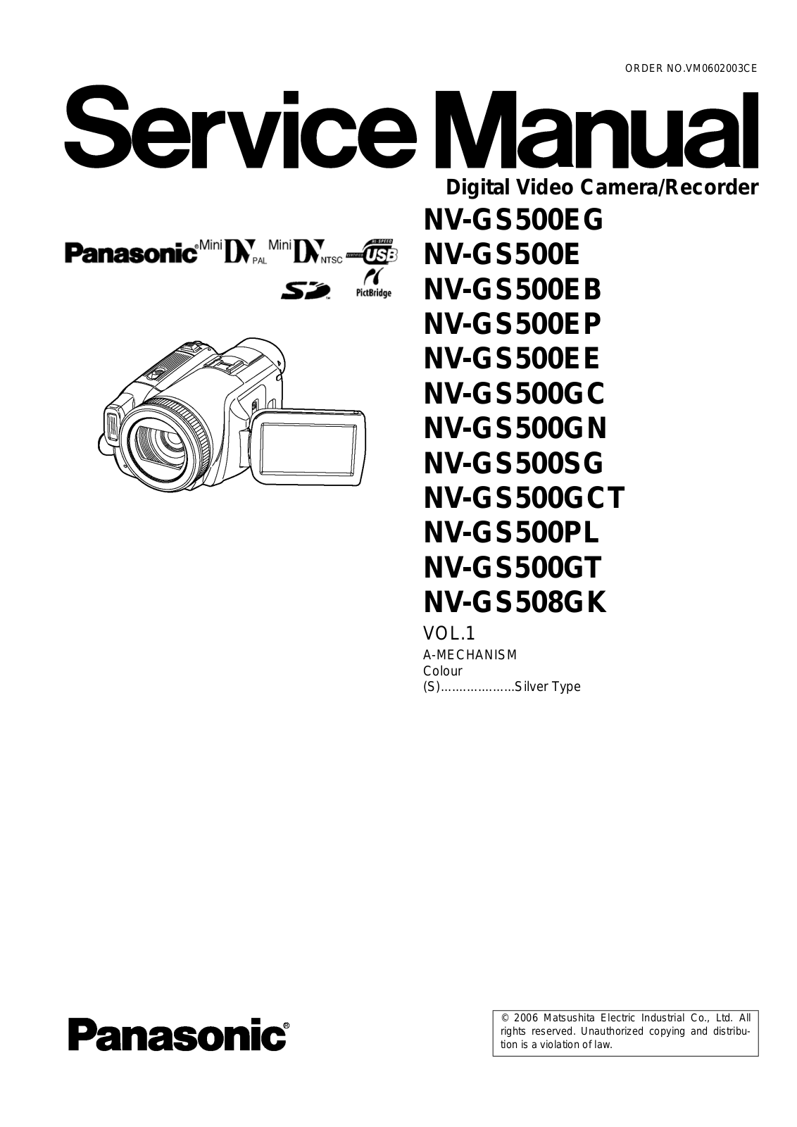 Panasonic NV-GS500EG, NV-GS500E, NV-GS500EB, NV-GS500EP, NV-GS500EE Diagram