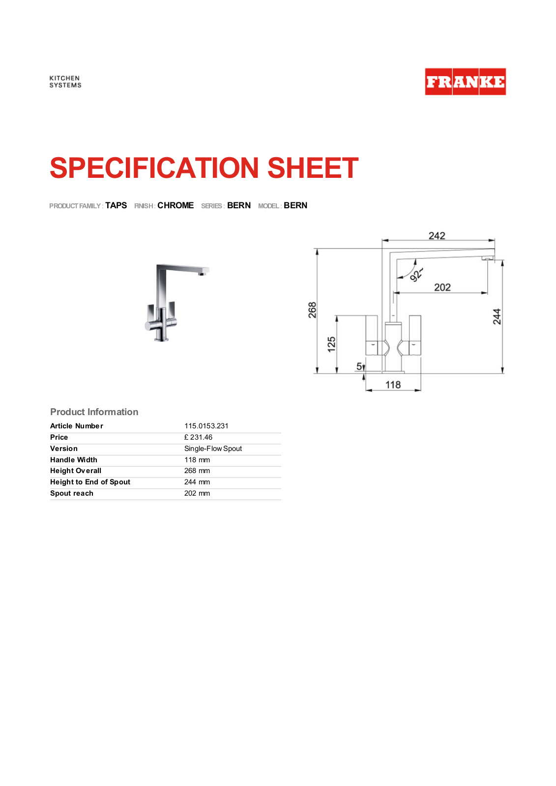 Franke Foodservice BERN User Manual