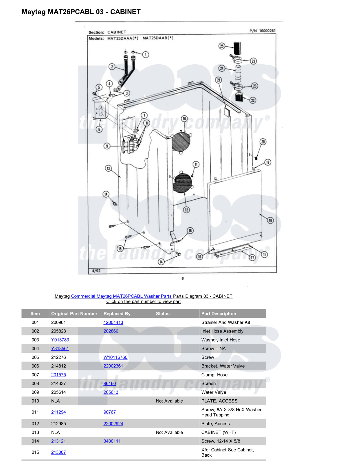 Maytag MAT26PCABL Parts Diagram