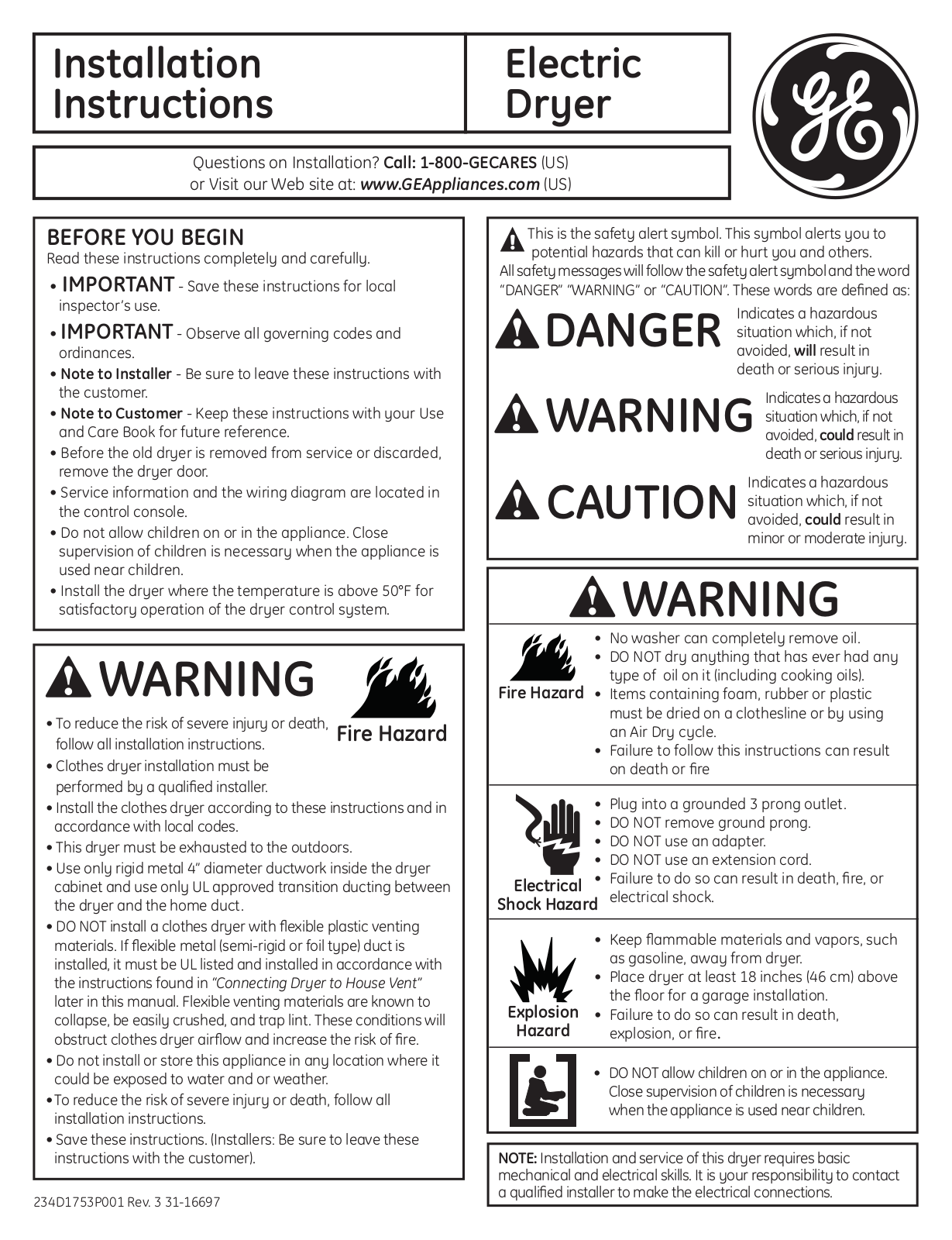 GE GTDP740EDWW User Manual