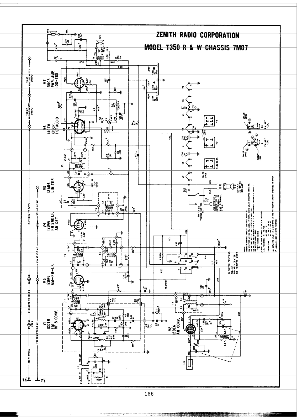 Zenith T350R, T350W Schematic