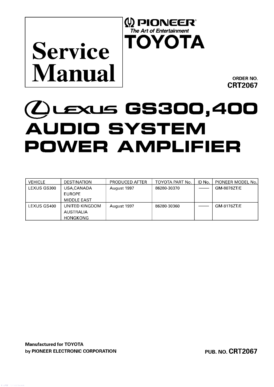 Pioneer GM-8076 Service manual