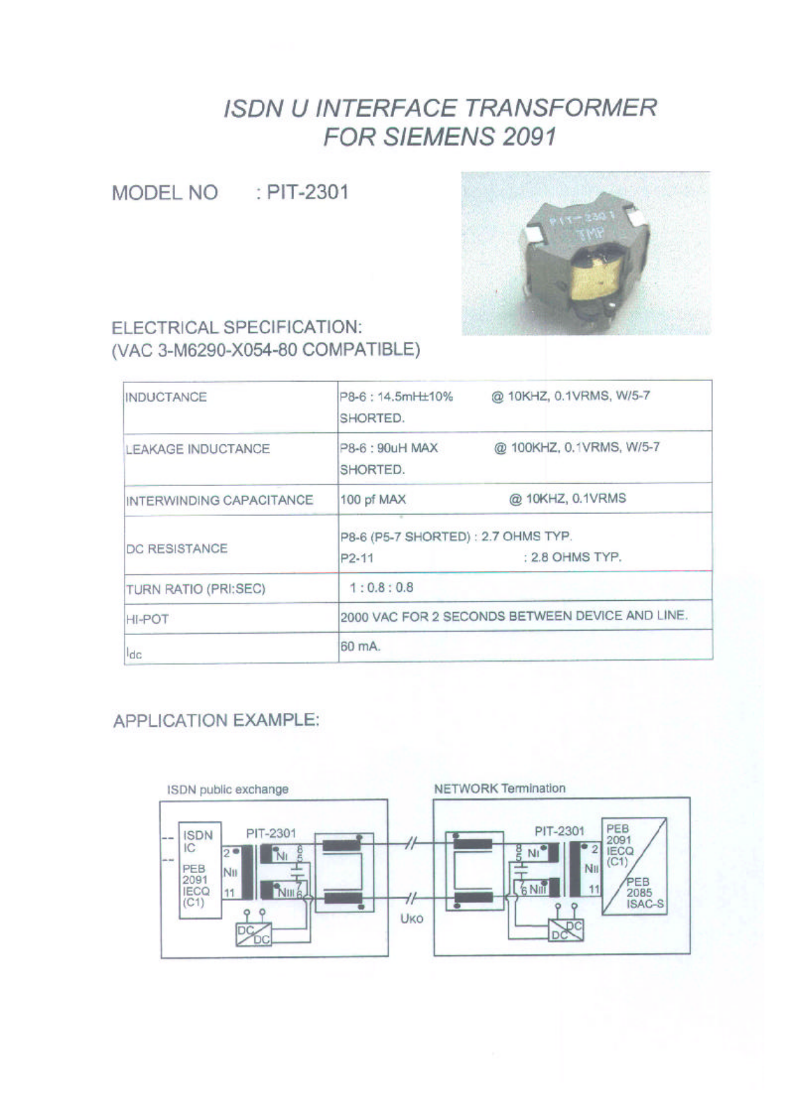 MICRO PIT-2301 Datasheet