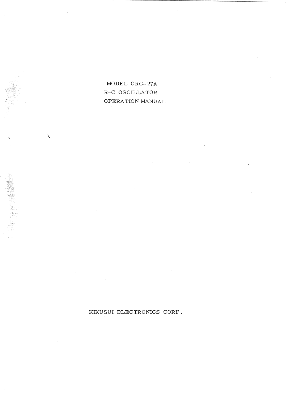 Kikusui ORC-27A Schematic