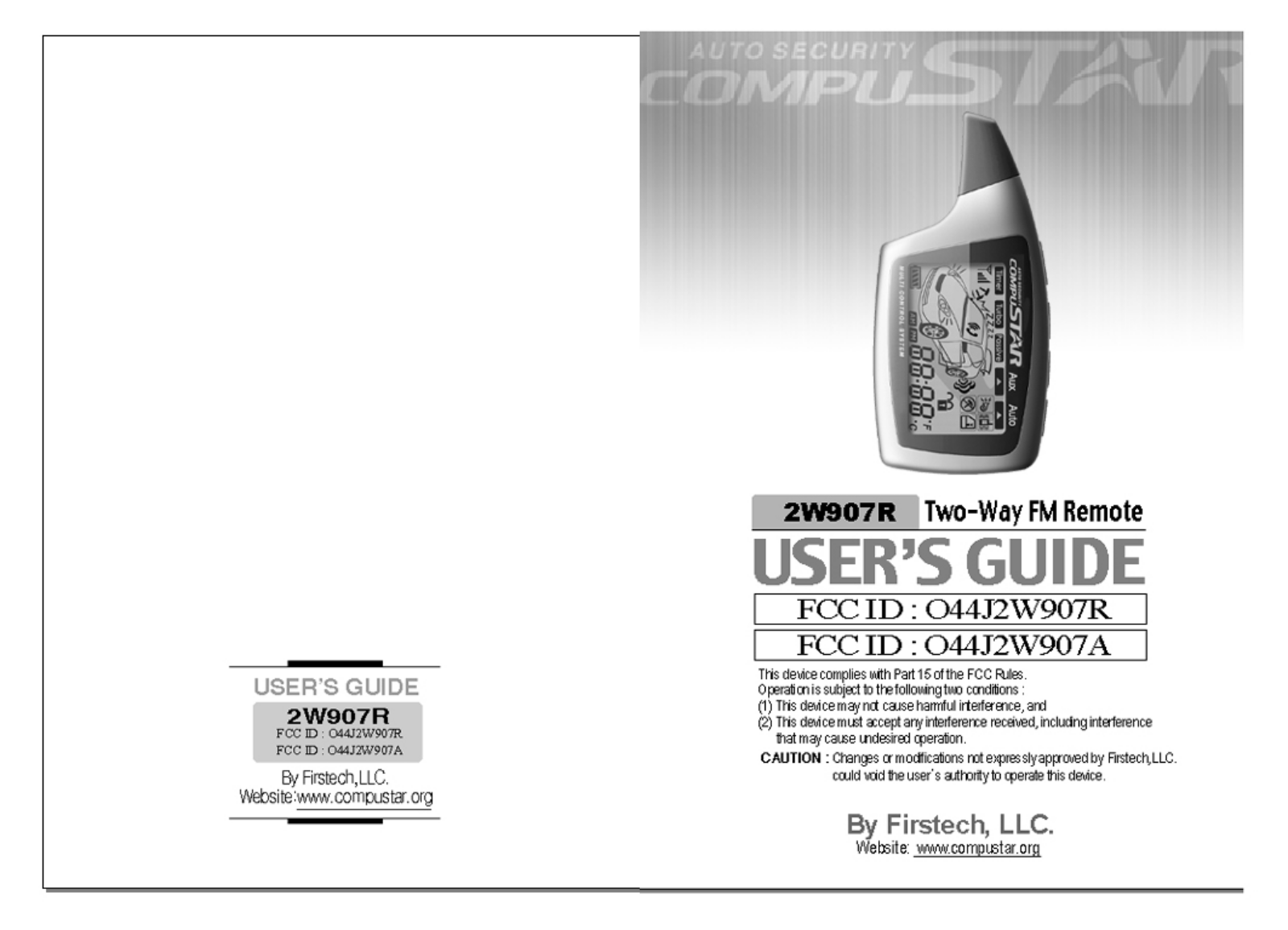 Youngshin Electronics J2W907R, J2W907A Users Guide