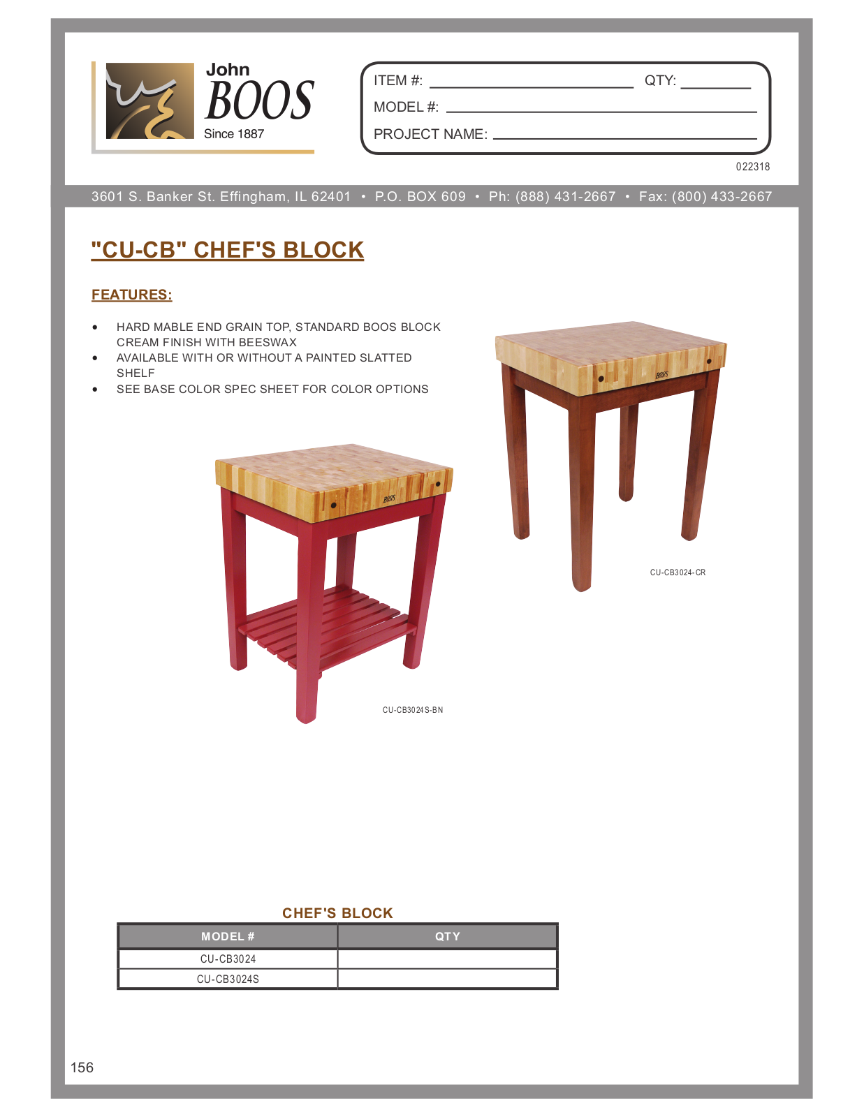 John Boos JB1209 Specifications - ManualMachine.com