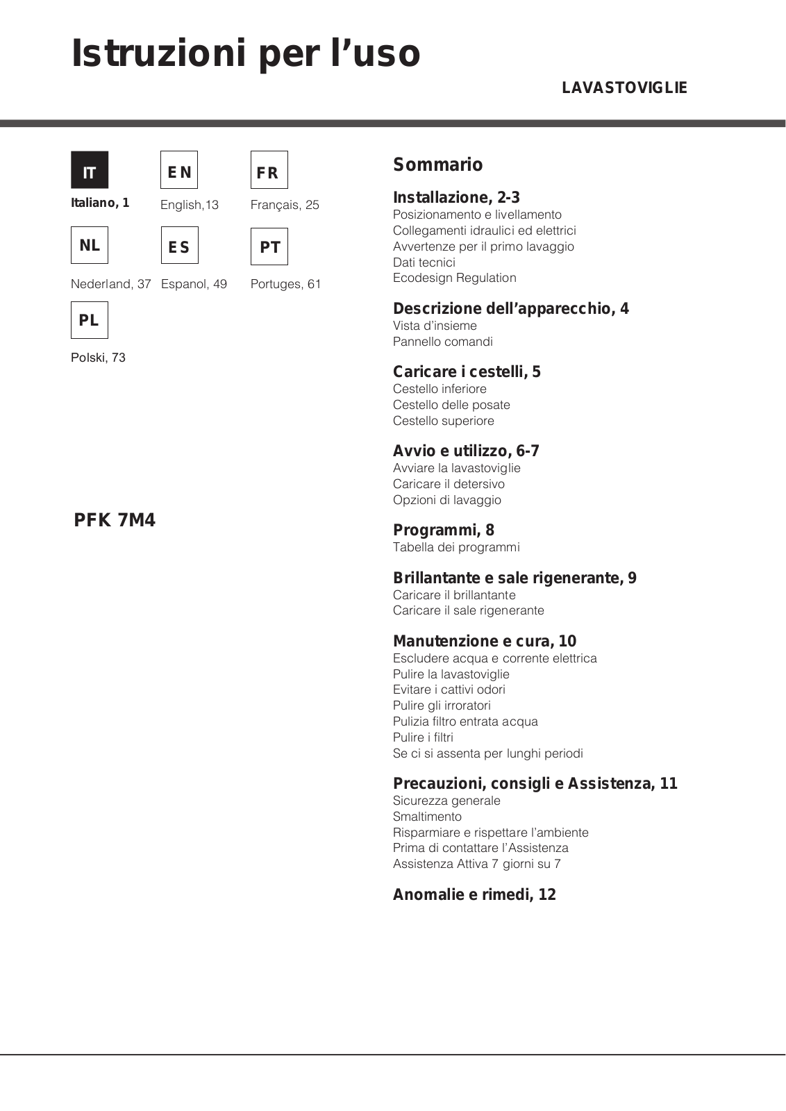 Hotpoint PFK 7M4X.R User Manual