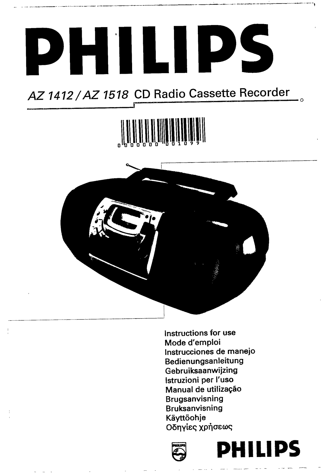 Philips AZ1518/17, AZ1518/05, AZ1518/00, AZ1518/01, AZ1412/00 User Manual