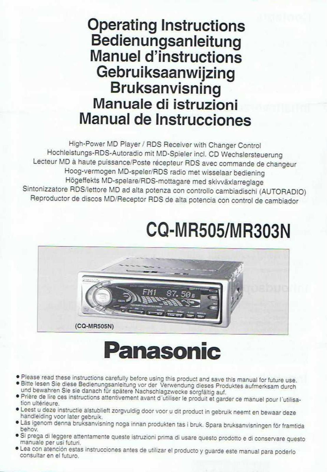 Panasonic CQ-MR505, CQ-MR303N User Manual