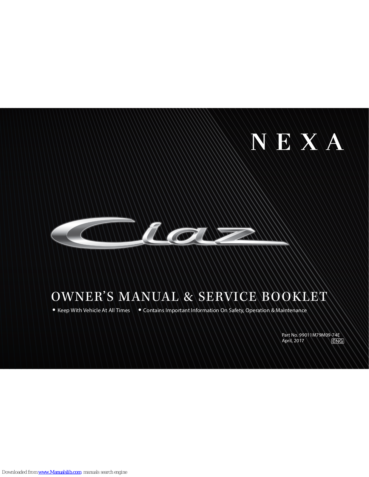 Suzuki CIAZ, AVB414, AVB413D Owner's Manual & Service Booklet