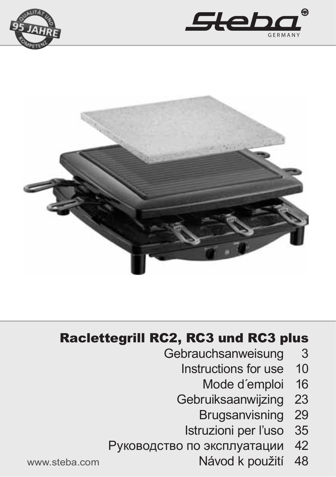 Steba Raclettegrill RC2, Raclettegrill RC3, Raclettegrill RC3 plus User Guide